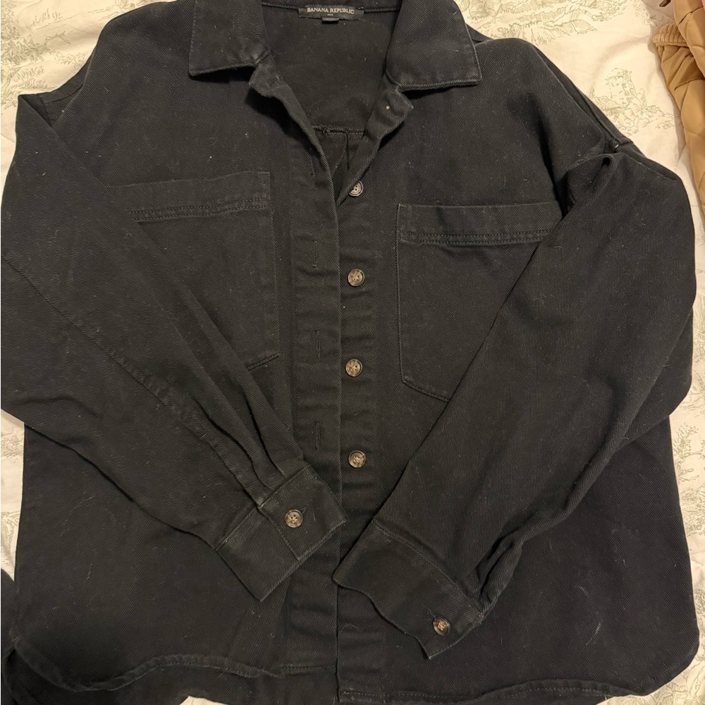 Banana Republic Black Button-Front Overshirt